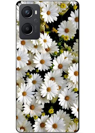 Силиконовый чехол бампер для oppo a96 с рисунком ромашки цветы