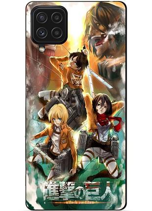 Чехол силиконовый бампер для samsung a22 с рисунком атака на титанов attack on titan