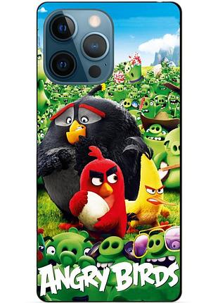 Силіконовий чохол бампер для iphone 13 pro max з малюнком angry birds енгрі бердс