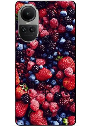 Силиконовый чехол бампер для oppo reno 10 с рисунком ягоды