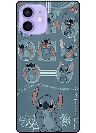 Силиконовый бампер чехол для iphone 12 mini с картинкой стич stitch