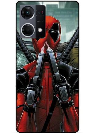 Силиконовый бампер чехол для oppo reno 7 с рисунком дэдпул deadpool