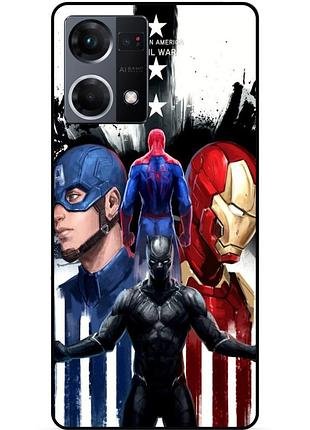 Силіконовий бампер чохол для oppo reno 7 з малюнком marvel марвел людина-павук