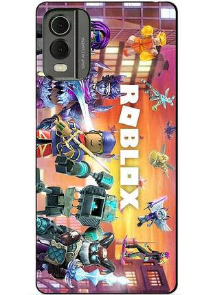 Силиконовый чехол бампер для nokia c32 с картинкой роблокс roblox