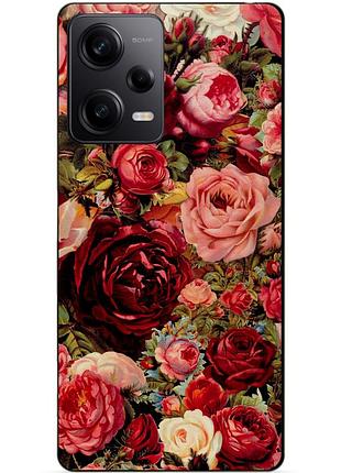 Силиконовый чехол бампер для xiaomi redmi note 12 pro 5g с рисунком красные розы цветы