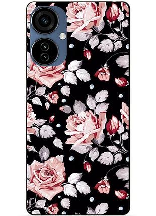 Силиконовый чехол бампер для oppo a40m с рисунком розы цветы