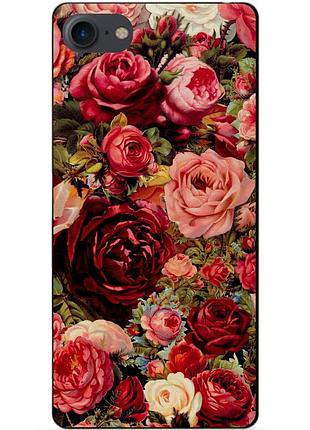 Силиконовый чехол бампер для iphone se 3 2022 с рисунком красные розы цветы