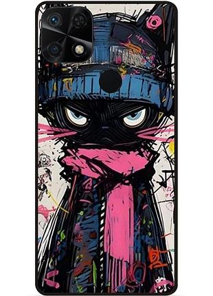 Чехол силиконовый бампер для xiaomi redmi 10c с рисунком кот аниме marvel