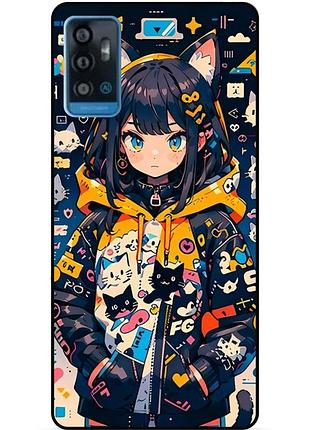 Силіконовий бампер чохол для zte blade a71 з малюнком котики аніме