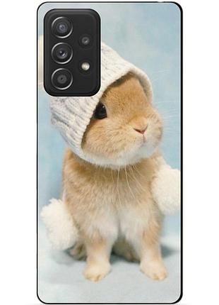 Чехол силиконовый бампер для samsung a23 с рисунком зайчик в шапке