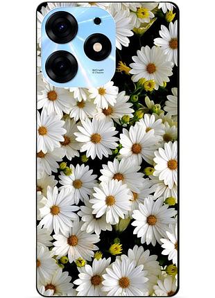 Силіконовий чохол бампер для tecno spark 10 pro з малюнком ромашки квіти