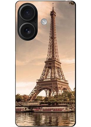 Чехол силиконовый бампер для iphone 16 plus с рисунком эйфелева башня франция париж