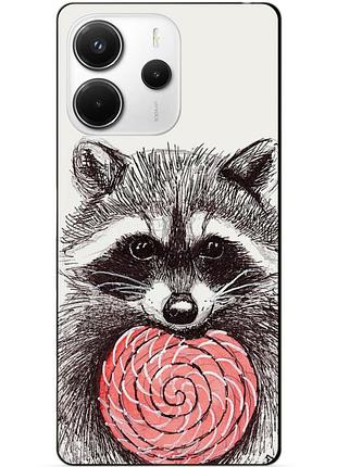 Чехол силиконовый бампер для xiaomi redmi note 14 с рисунком енот