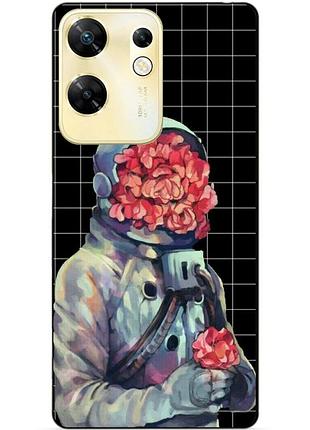 Силіконовий чохол бампер для infinix zero 30 4g з малюнком скафандр квіти
