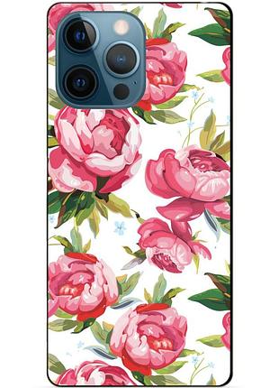 Силіконовий чохол бампер для iphone 15 pro max з малюнком півонії квіти