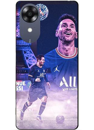 Силиконовый чехол бампер для oppo a17k с рисунком messi psg месси