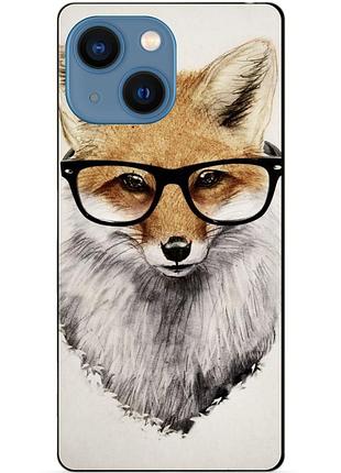 Чехол силиконовый бампер для iphone 14 с рисунком лиса