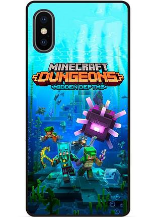 Силиконовый бампер чехол для iphone xs с рисунком майнкрафт minecraft