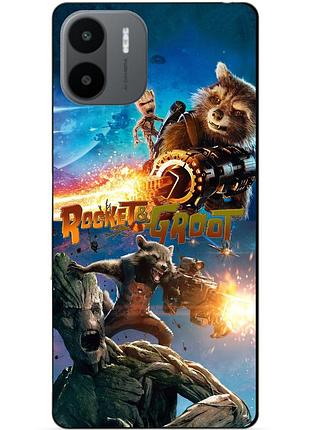 Силиконовый чехол бампер для xiaomi redmi a2 / a1 rocket groot ракета грут стражи галактики