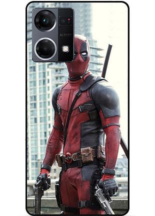 Силиконовый бампер чехол для oppo reno 7 с рисунком deadpool дэдпул