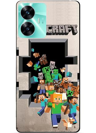 Силиконовый чехол бампер для realme c55 с картинкой minecraft майнкрафт