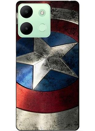 Чехол силиконовый бампер для infinix smart 7 hd с рисунком капитан америка супергерой marvel