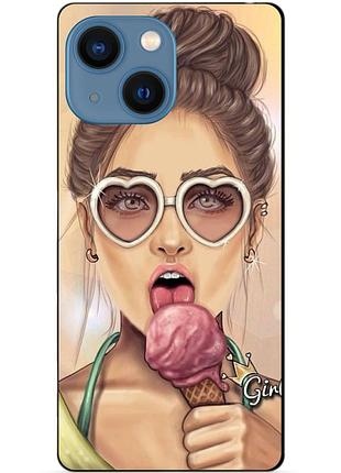Чехол силиконовый бампер для iphone 15 plus с рисунком мороженое