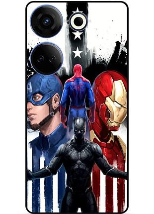 Чехол силиконовый бампер для tecno camon 20 pro с рисунком marvel марвел человек паук