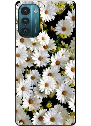 Силиконовый чехол бампер для nokia g21 с рисунком ромашки цветы