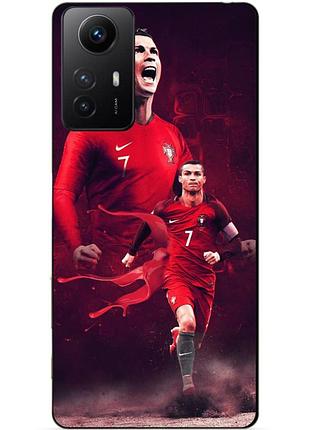 Силиконовый бампер чехол для xiaomi redmi note 12s с рисунком ronaldo португалия роналдо