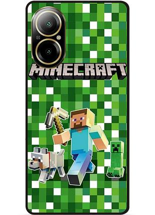 Силіконовий чохол бампер для realme c67 стів minecraft кріпер майнкрафт