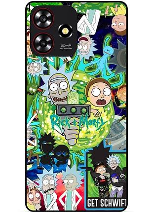 Чехол силиконовый бампер для zte blade a73 с рисунком rick and morty рик и морти