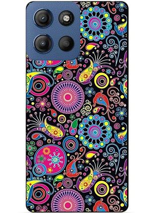 Чехол силиконовый бампер для motorola moto g15 с рисунком восточные узоры