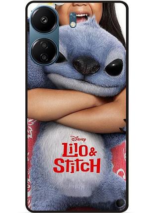 Силиконовый чехол бампер для xiaomi redmi 13c стич и лило stitch