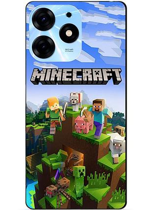 Силиконовый чехол бампер для tecno spark 10 pro с рисунком minecraft майнкрафт