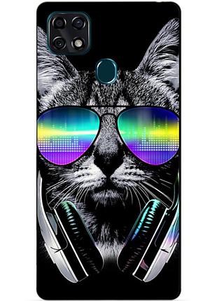 Силіконовий чохол бампер для zte blade 20 smart з малюнком музичний кіт