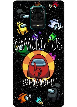 Чехол силиконовый бампер для xiaomi redmi note 9 pro с рисунком among us амонг ас