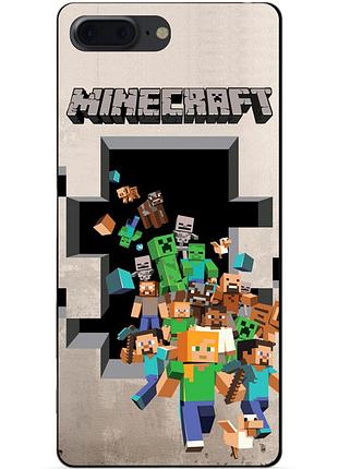 Силиконовый чехол бампер для iphone 8 plus с картинкой minecraft майнкрафт