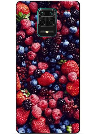 Чехол силиконовый бампер для xiaomi redmi note 9s с рисунком ягоды