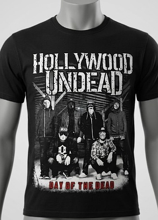 Мерч-футболка hollywood undead «day of the dead» - стильный элемент гардероба для любителей альтернативного года и маселкультуры.