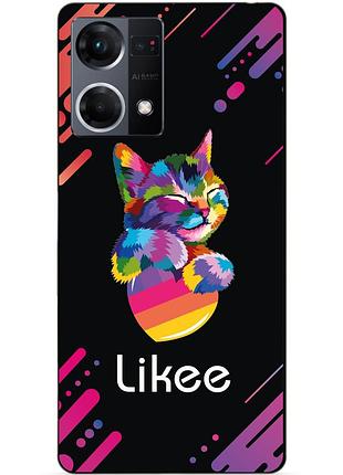 Силиконовый чехол бампер для oppo reno 7 с рисунком likee лайки