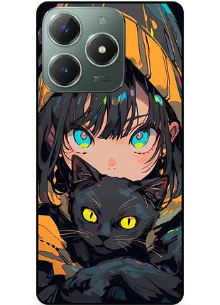 Силіконовий бампер чохол для realme c61 з малюнком котик аніме