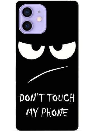 Силіконовий чохол бампер для iphone 12 mini з малюнком очей dont touch my phone