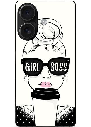 Чехол силиконовый бампер для iphone 16 с рисунком girl boss