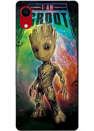 Силиконовый чехол бампер для iphone xr с рисунком groot грут стражи галактики