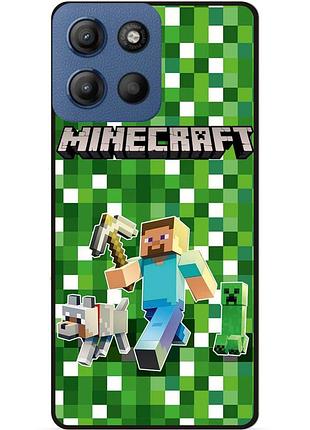 Силіконовий чохол бампер для motorola moto g15 стів minecraft кріпер майнкрафт