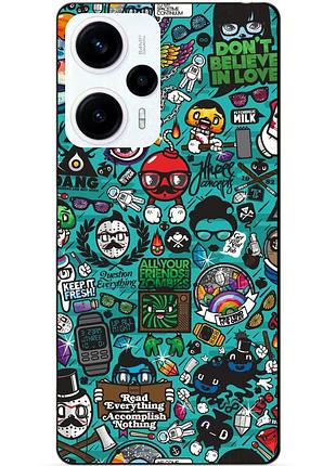 Силиконовый чехол бампер для xiaomi poco f5 с рисунком стикеры