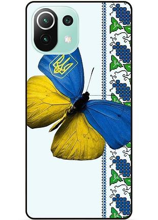 Силіконовий чохол бампер для xiaomi mi 11 lite з малюнком метелик україна метелик
