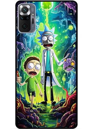 Силиконовый чехол бампер для xiaomi redmi note 10 pro с рисунком рик и морти rick and morty