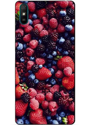 Чехол силиконовый бампер для xiaomi redmi 9a с рисунком ягоды